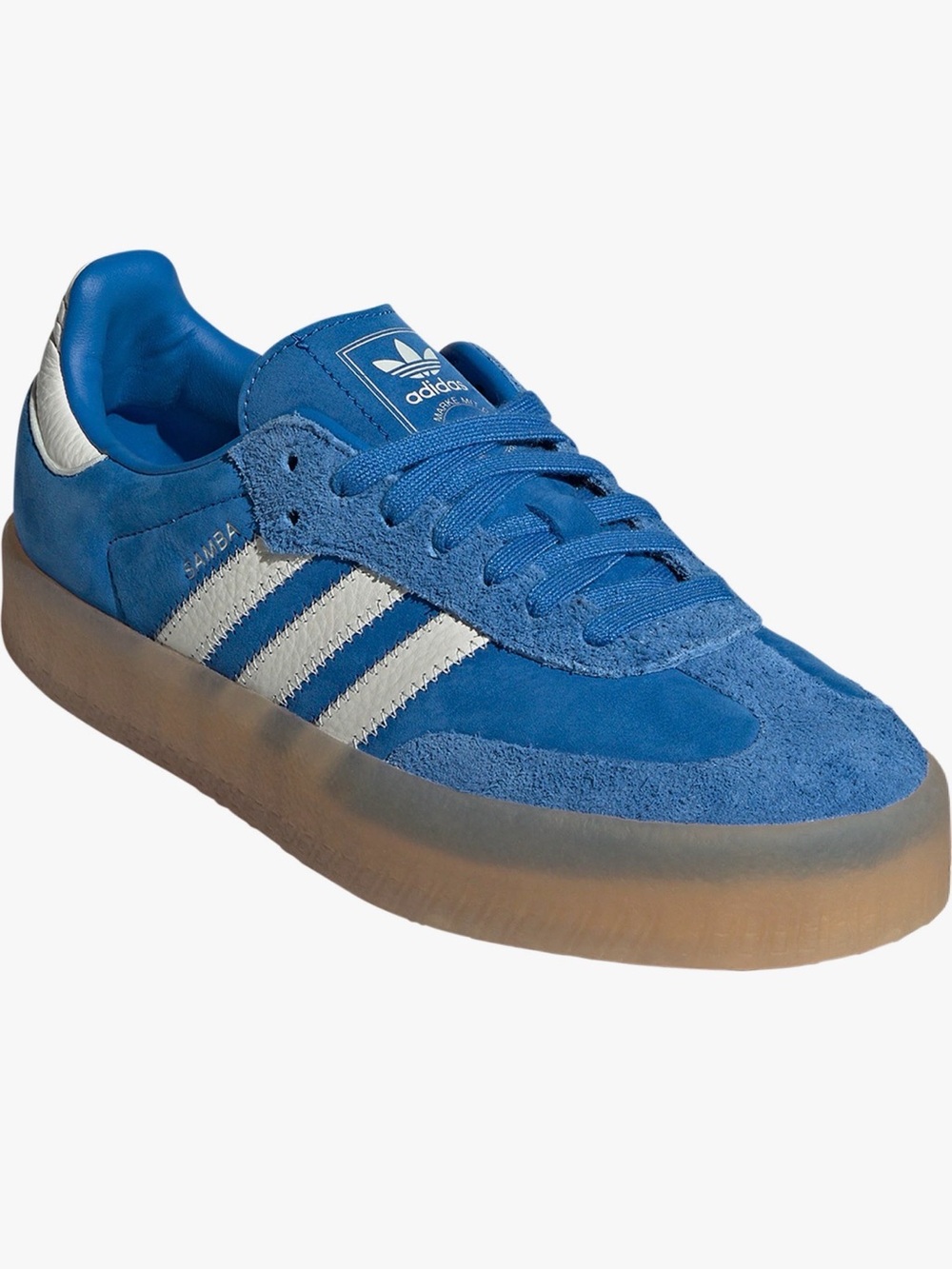 adidas Samba Suede Sneaker in Royal Blue with White Stripes